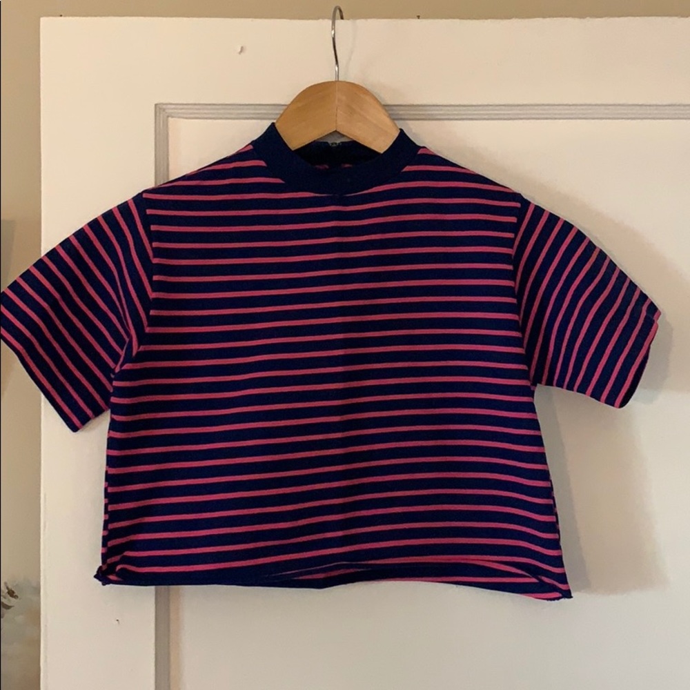 Vintage nylon bright half shirt // crop top